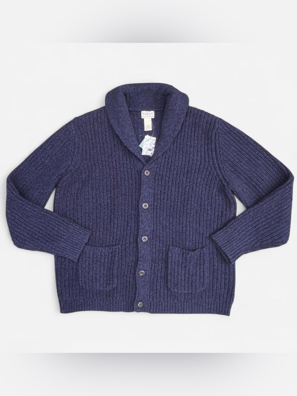 NWT L.L.Bean Classic Ragg Wool Sweater Cardigan in Nautical Navy men’s size XL